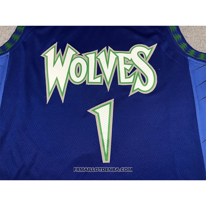 Maillot Minnesota Timberwolves Anthony Edwards NO 1 Ville 2021-22 Bleu